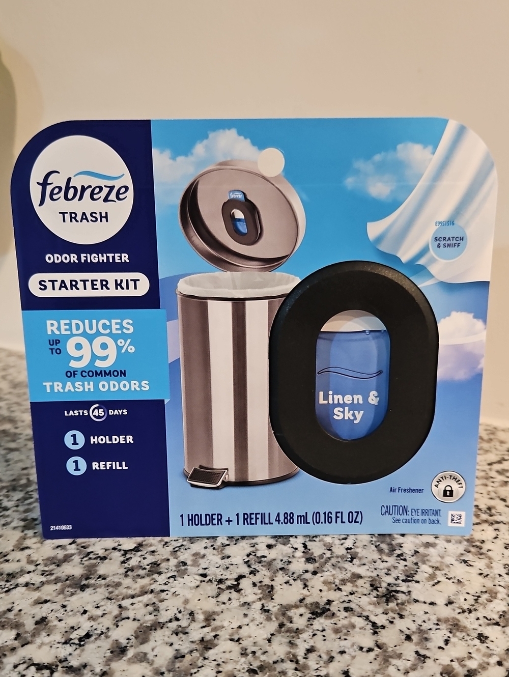 Febreze Trash Odor Fighter Starter Kit Linen & Sky